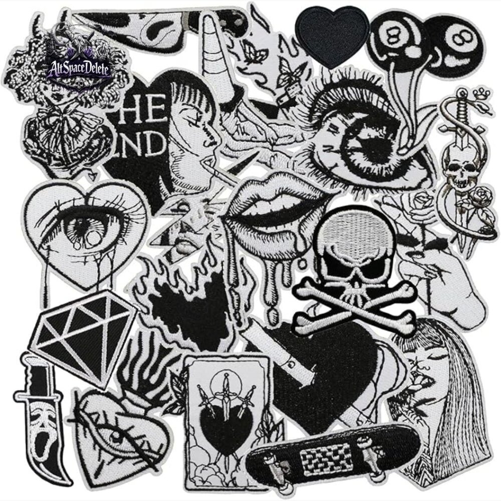 25pc Punk Skull Embroidered Iron-On Patches for DIY Clothing Decoration